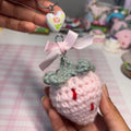 Crochet strawberry keychain