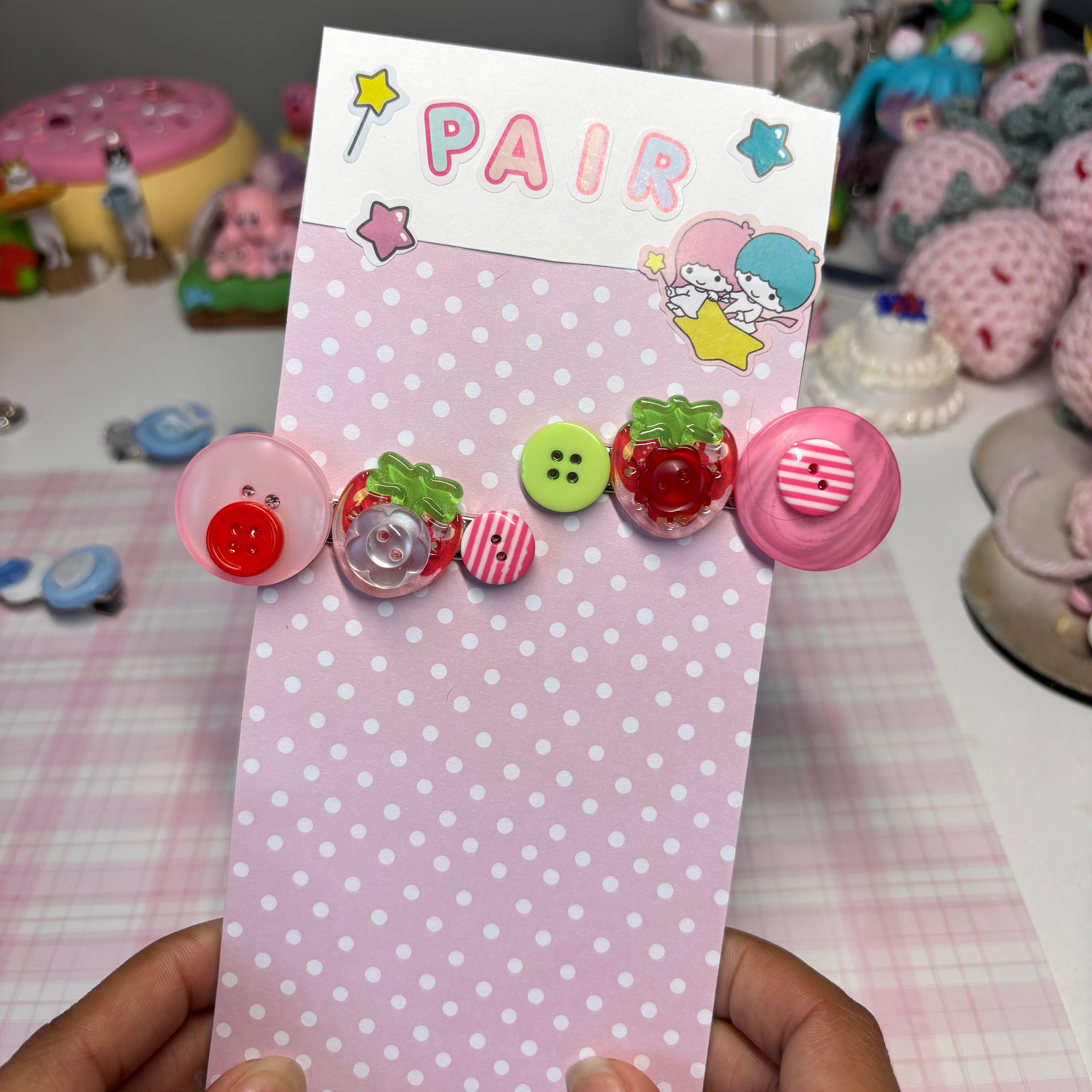strawberry patch! hair clips