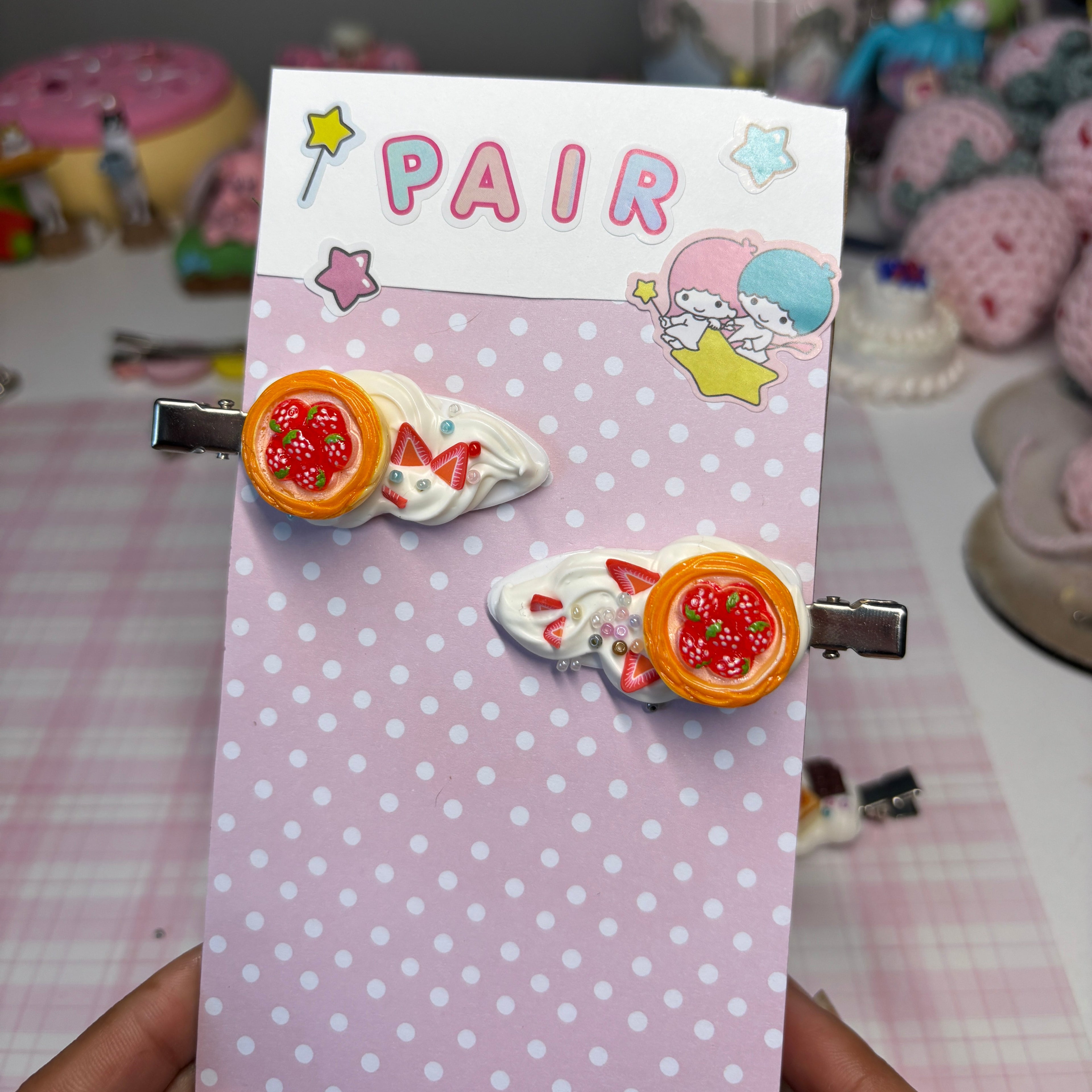 strawberry tart! hair clips