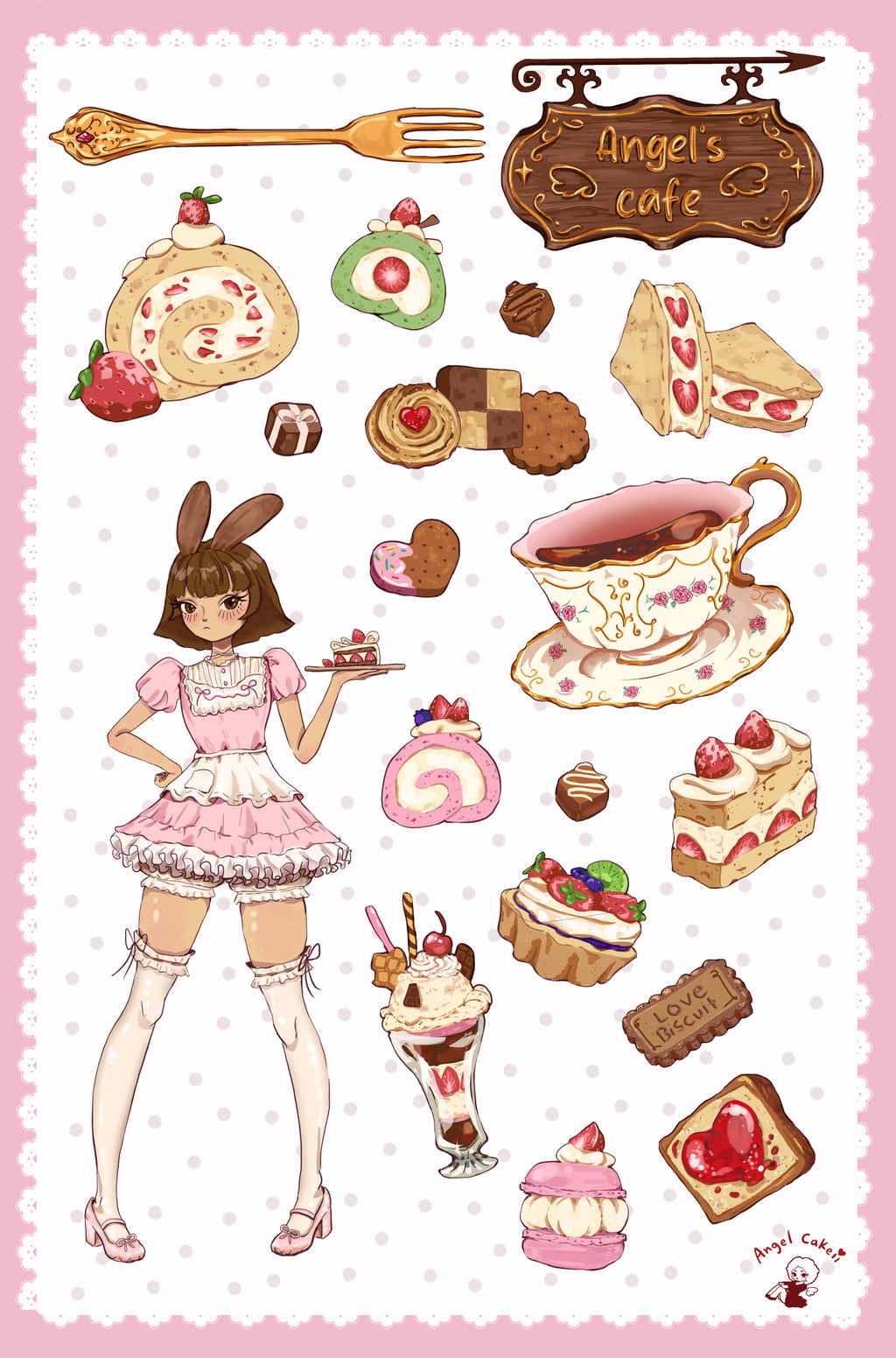 Angel's cafe Sticker sheet