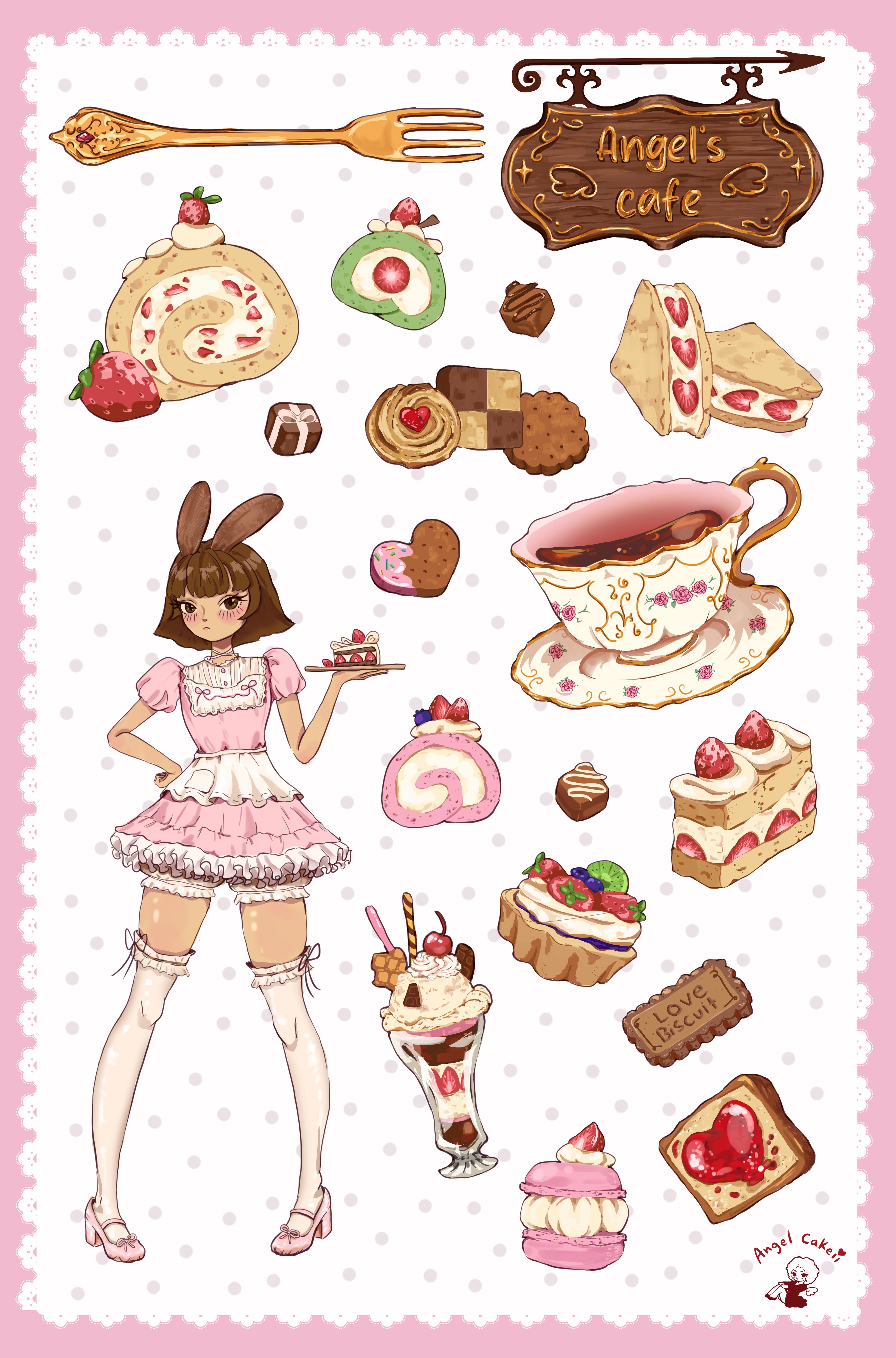 Angel's cafe Sticker sheet